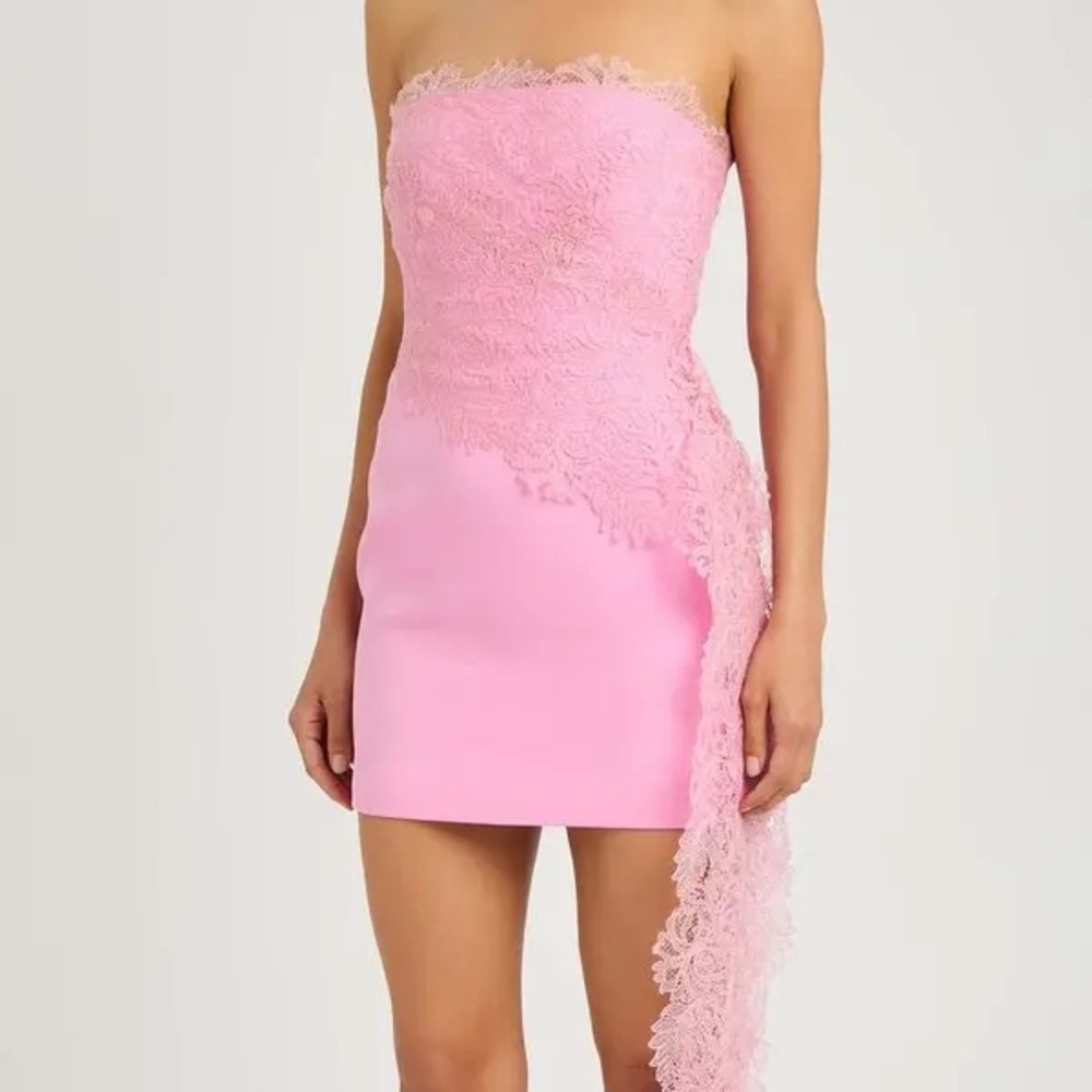 DAVID KOMA Lace-embellished crepe mini dress